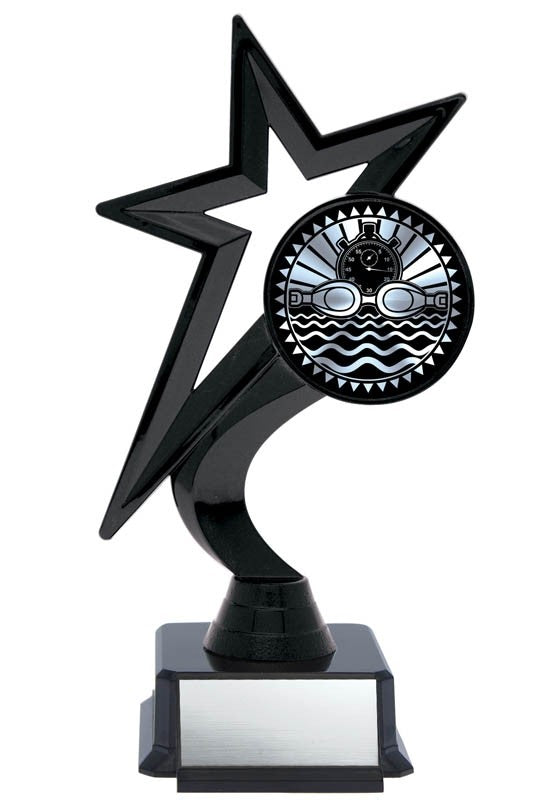 Star Figure Black on Base with Gold or Silver Swimming, 7.5" - Solar Series