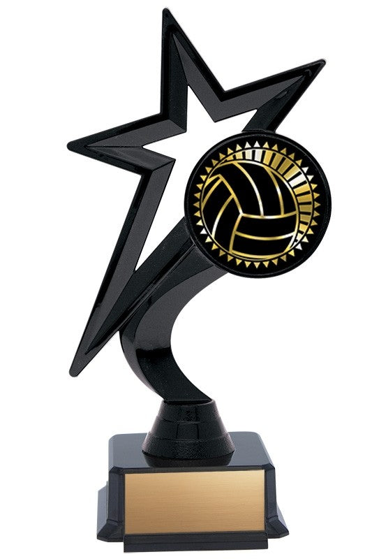 Star Figure Black on Base with Gold or Silver Volleyball, 7.5" - Solar Series