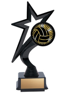 Star Figure Black on Base with Gold or Silver Volleyball, 7.5" - Solar Series