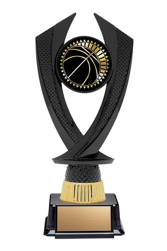 Black Riser on Base with Gold or Silver Basketball, 8" - Solar Series