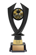 Black Riser on Base with Gold or Silver Swimming, 8" - Solar Series
