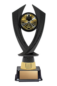 Black Riser on Base with Gold or Silver Swimming, 8" - Solar Series