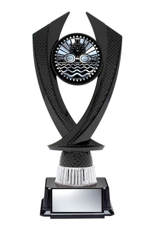 Black Riser on Base with Gold or Silver Swimming, 8" - Solar Series