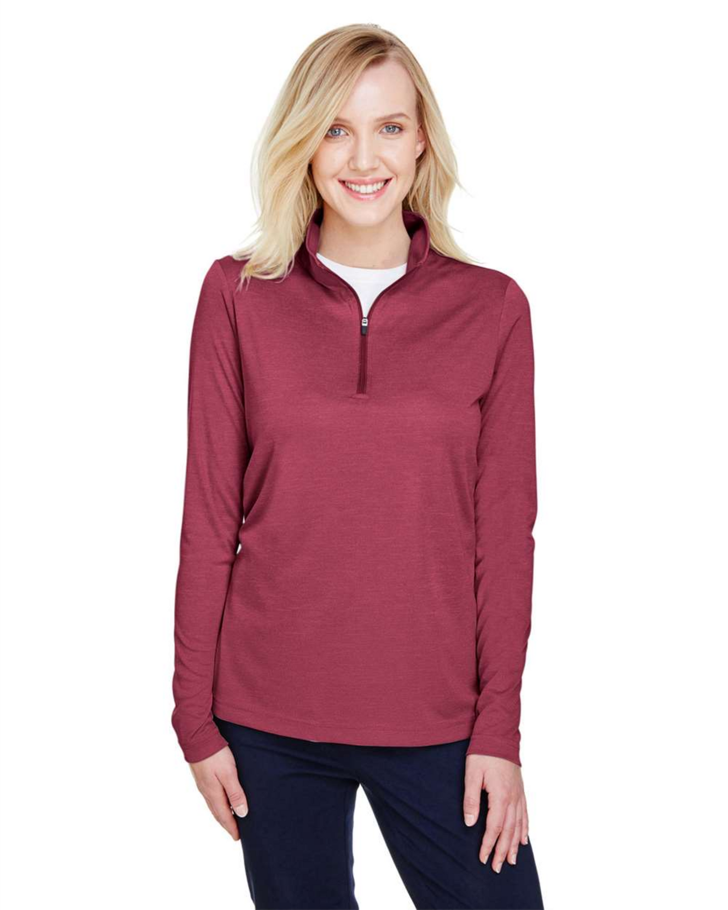 Ladies' Zone Sonic Heather Performance Quarter-Zip Pullover ─ Team 365 - TT31HW