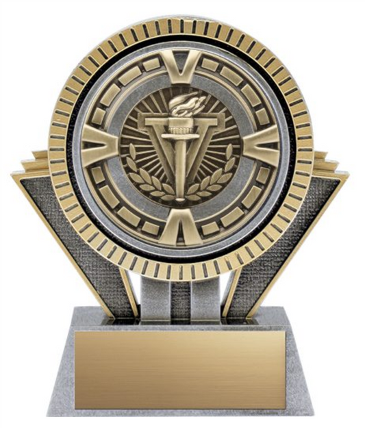 Apex Series Trophy with Varsity medal insert - Silver/Gold 5’’