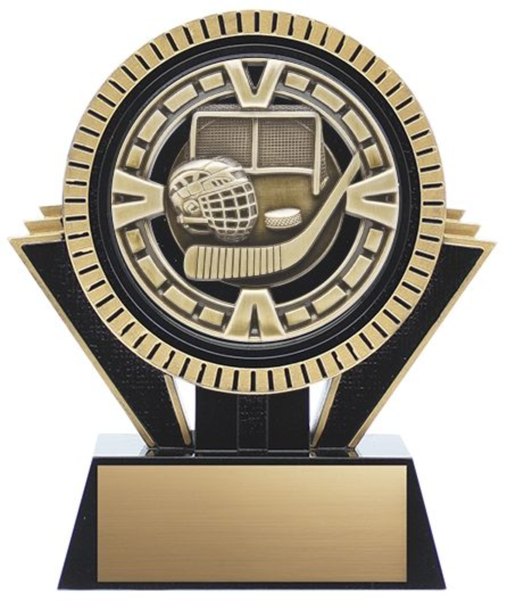Apex Series Trophy with Varsity medal insert - Black/Gold 5’’