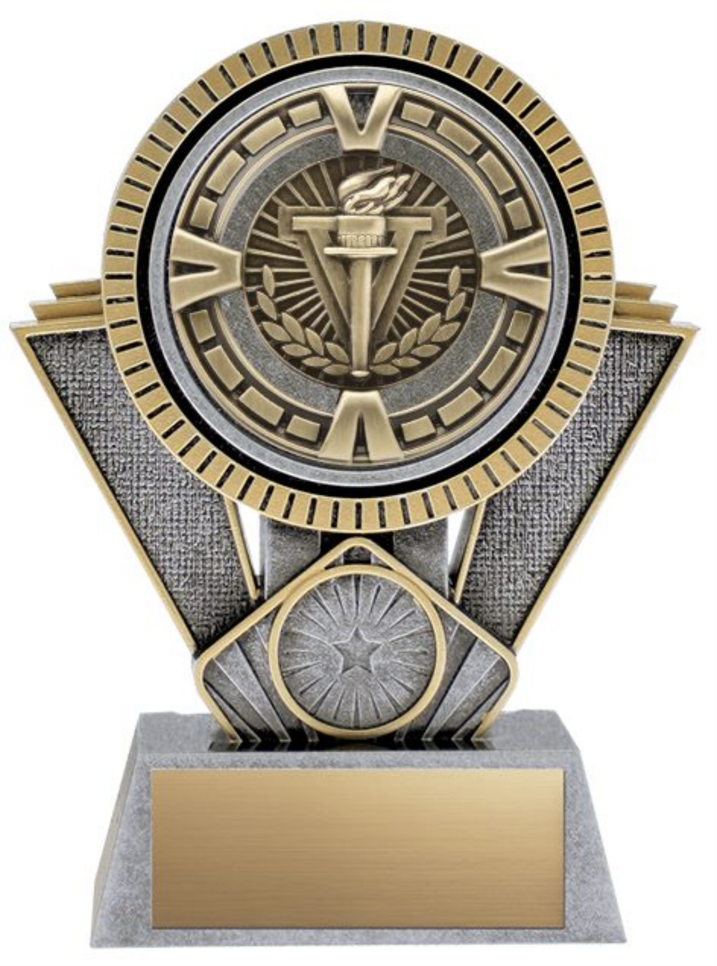 Apex Series Trophy with Varsity medal insert - Silver/Gold 6’’