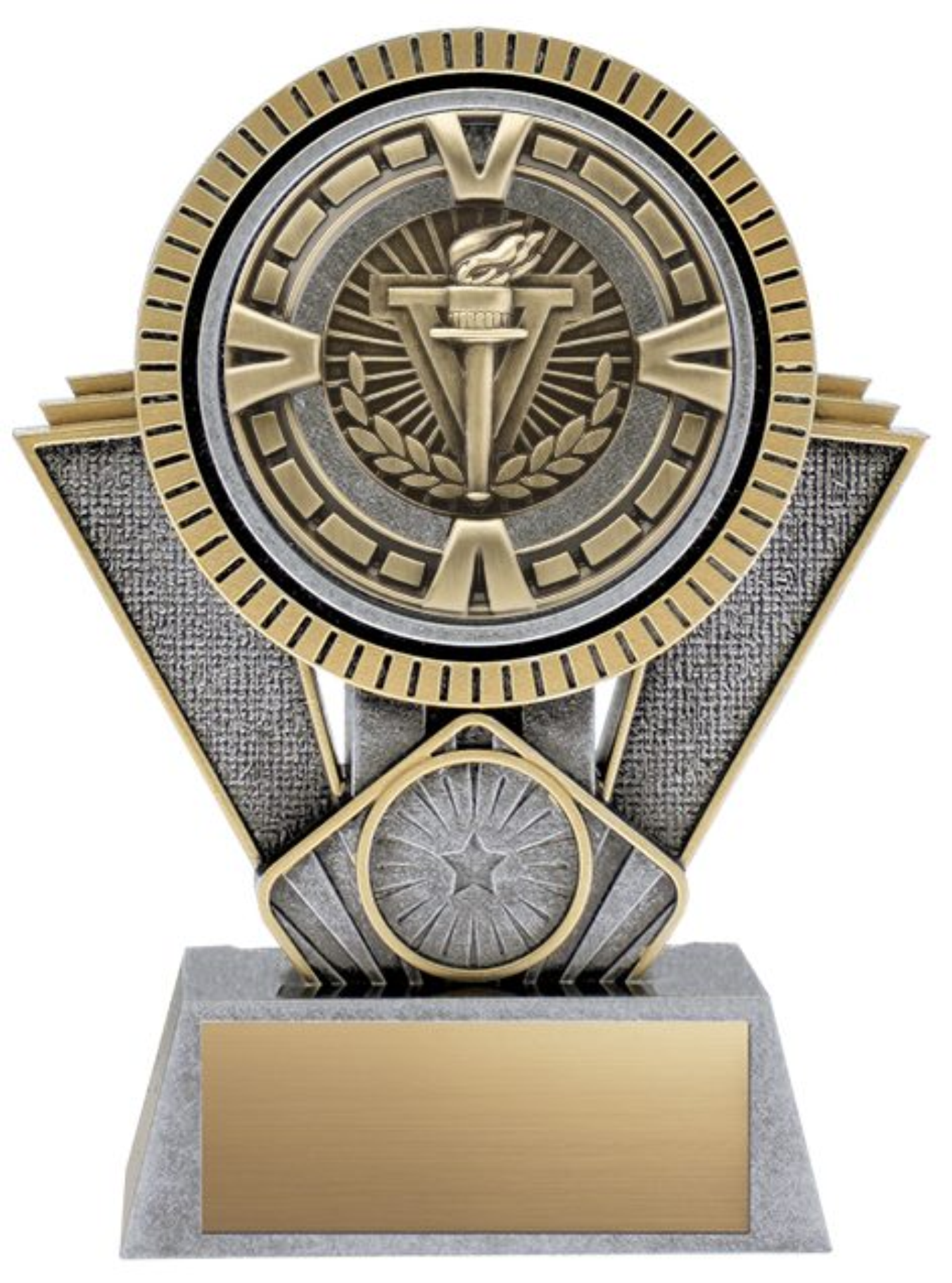 Apex Series Trophy with Varsity medal insert - Silver/Gold 6’’