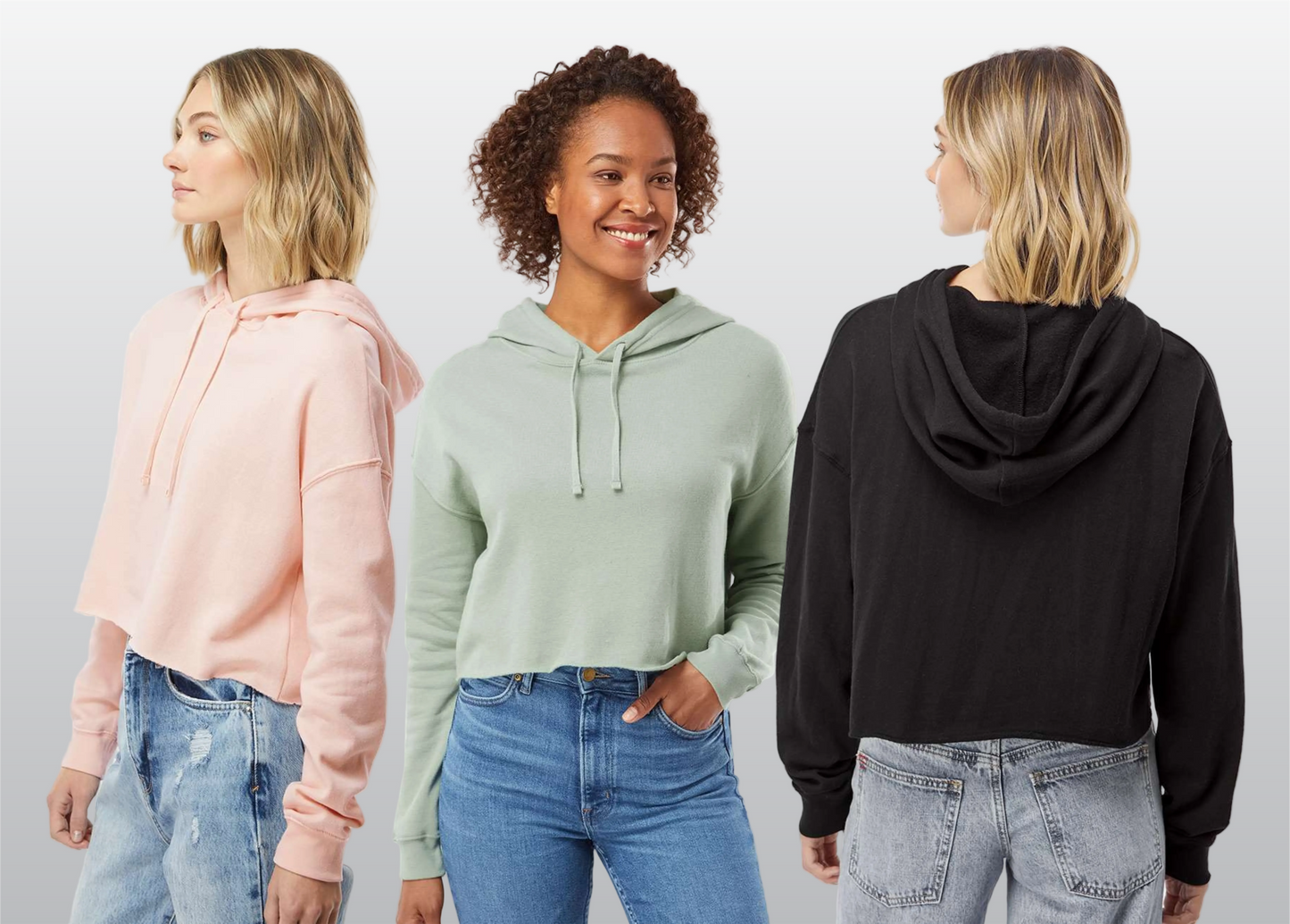 Lightweight Crop Hooded Ladies Sweatshirt - Independent Trading Co. AFX64CRP