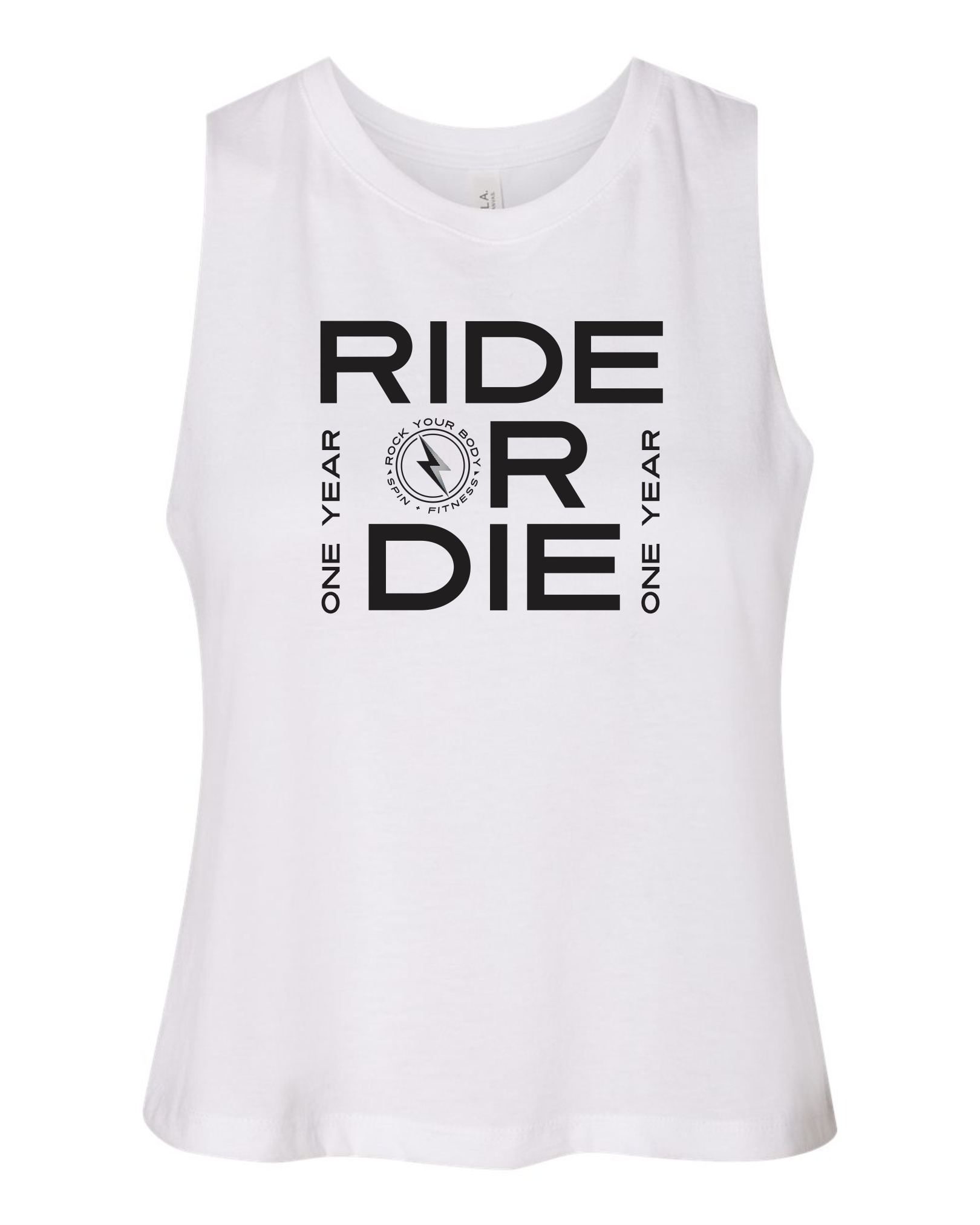 Ride or Die - Racerback White Cropped Tank