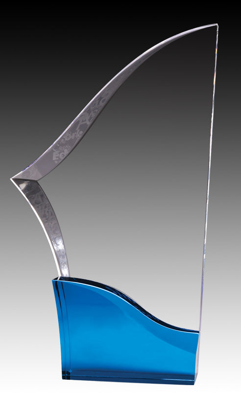 Prism Series - Acrylic Clear Sabre Blue & Gold Base