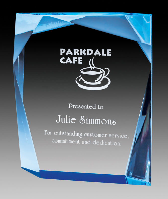 Prism Series - Acrylic Blue & Gold Foil Edge Block