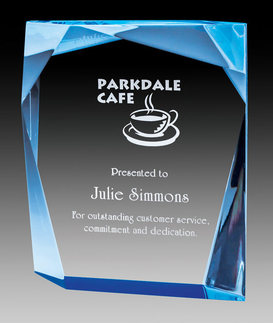 Prism Series - Acrylic Blue & Gold Foil Edge Block