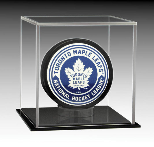 Ball Display Cases - Acrylic Display Case Hockey Puck Clear / Black