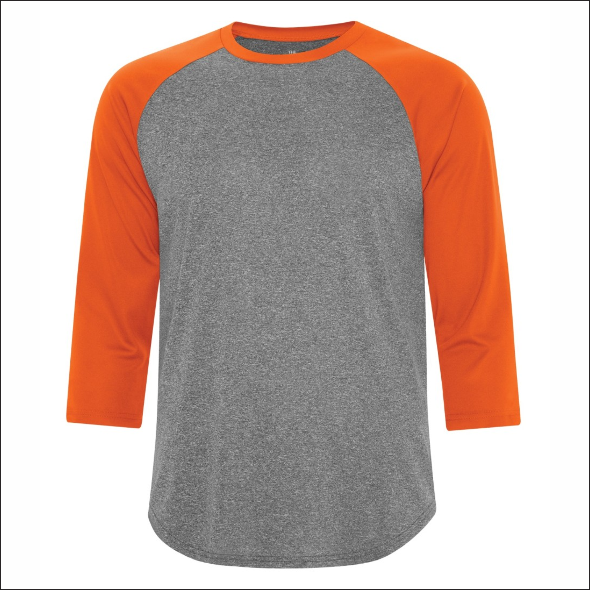 Adult Baseball Shirt - Polyester Charcoal Heather-Deep Orange