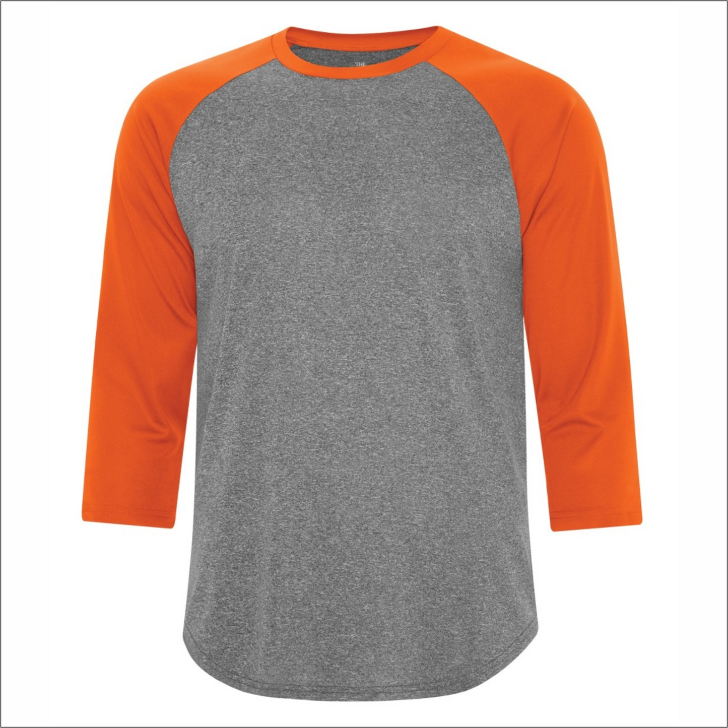 Adult Baseball Shirt - Polyester Charcoal Heather-Deep Orange