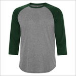 Adult Baseball Shirt - Polyester Charcoal Heather-Forest Green