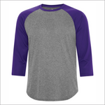 Adult Baseball Shirt - Polyester - ATC S3526 Charcoal Heather-Purple