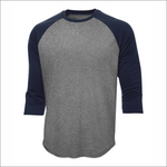 Adult Baseball Shirt - Polyester Charcoal Heather-True Navy