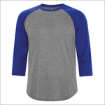 Adult Baseball Shirt - Polyester  Charcoal Heather-True Royal