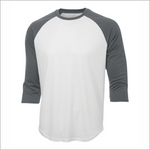 Adult Baseball Shirt - Polyester White-CoalGrey