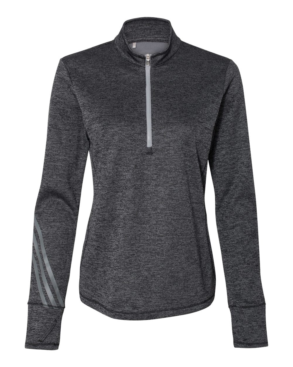 Brushed Terry Heathered Quarter-Zip Ladies Pullover - Adidas A285