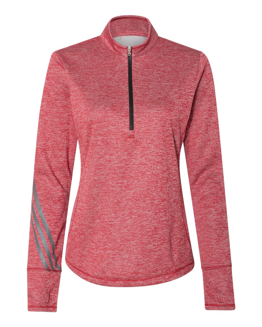 Brushed Terry Heathered Quarter-Zip Ladies Pullover - Adidas A285