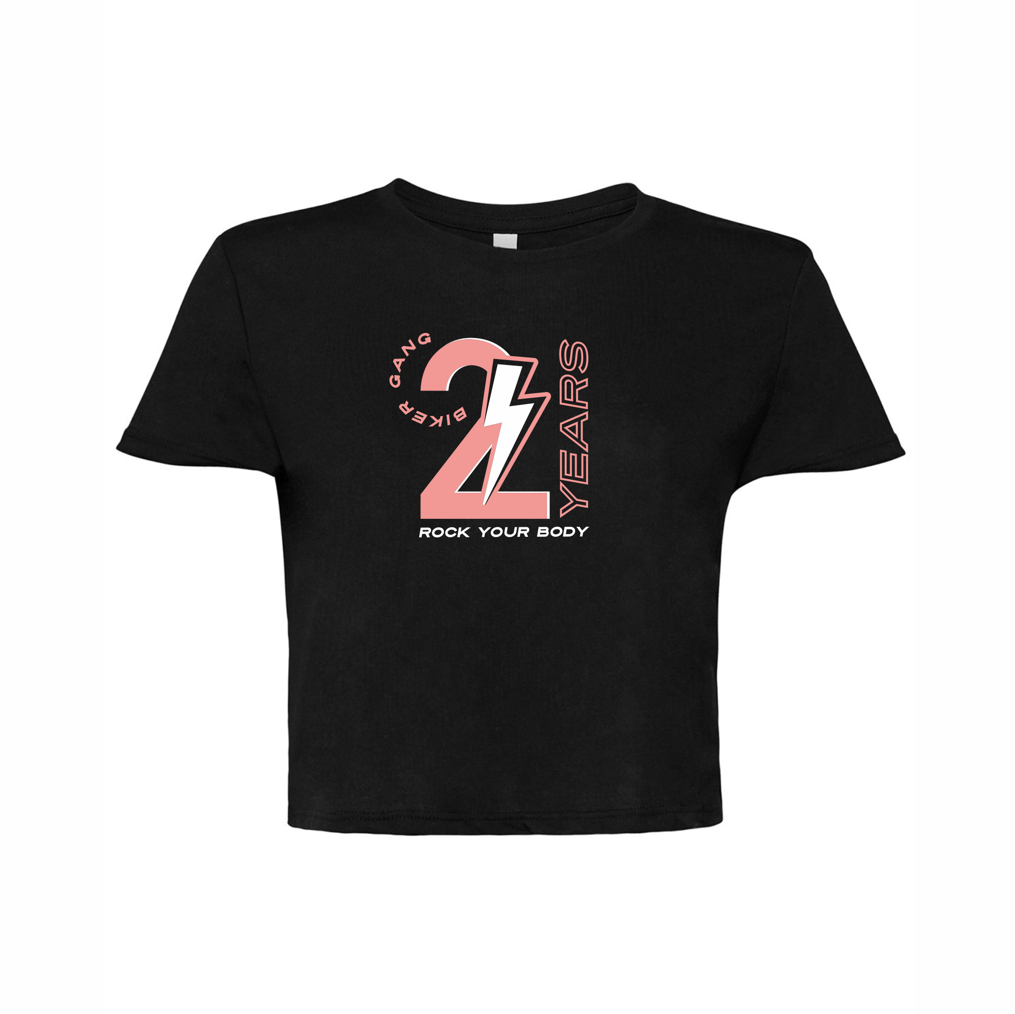 Rock Your Body - 2 Year Biker Gang - Bella Ladies' Flowy Cropped T-Shirt Black - B8882