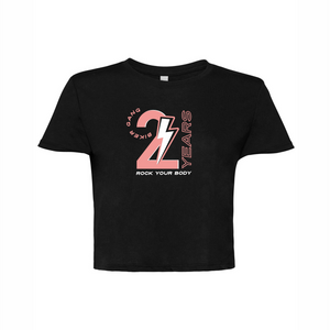 Rock Your Body - 2 Year Biker Gang - Bella Ladies' Flowy Cropped T-Shirt Black - B8882