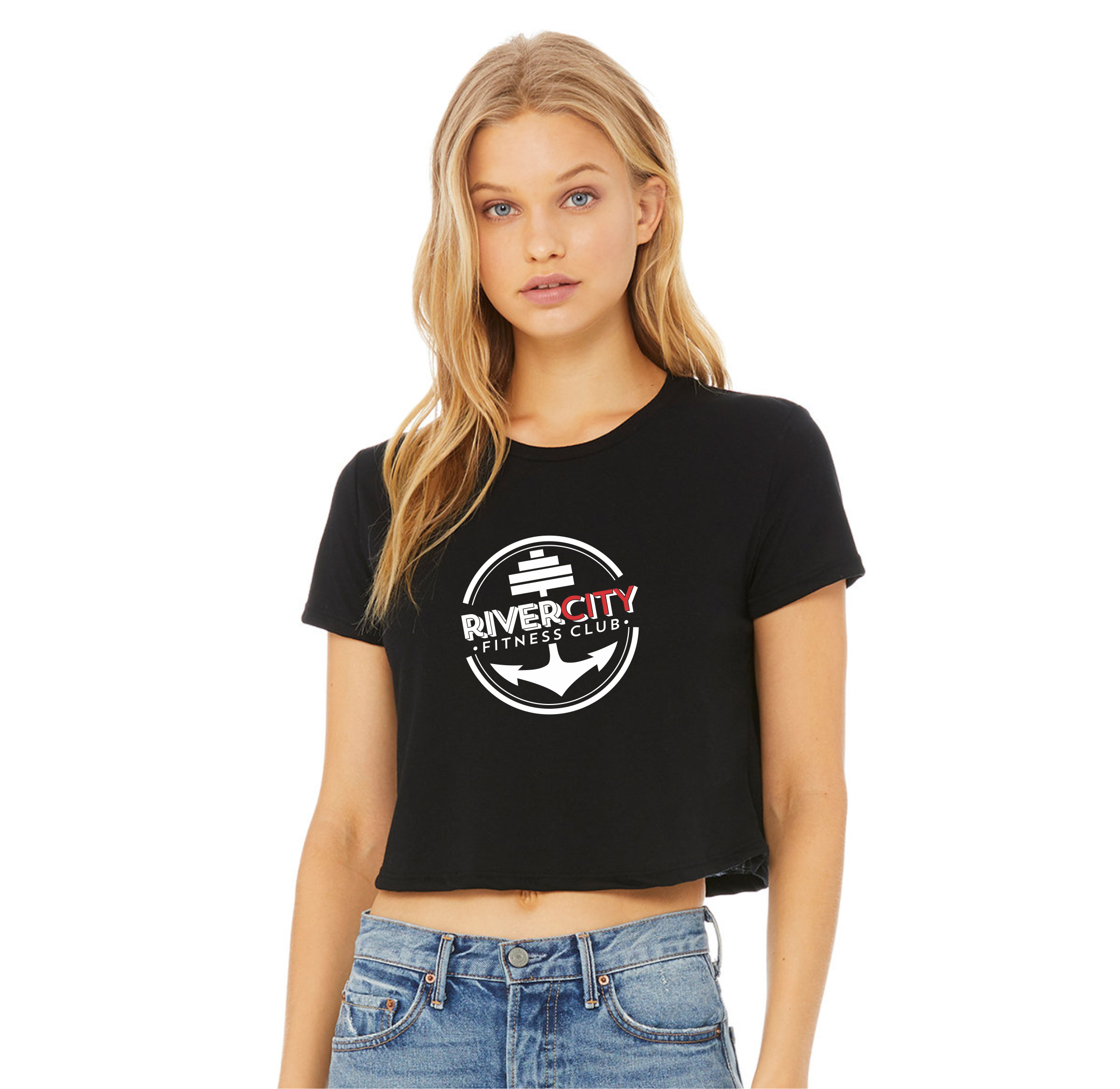 River City Fitness -  Black Cropped T-Shirt