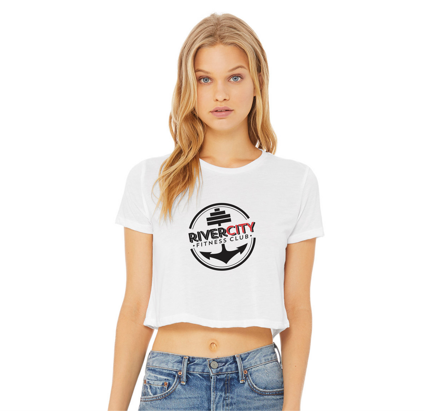 River City Fitness - White Cropped T-Shirt