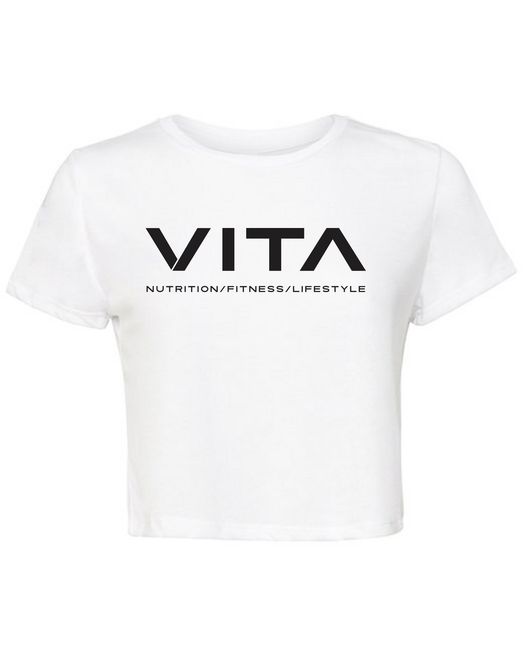 VITA -  Black Cropped T-Shirt - White