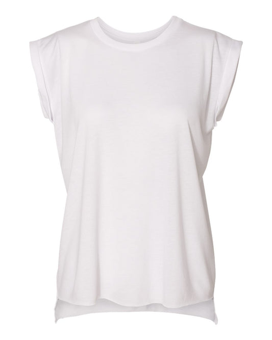 Flowy Rolled Cuffs Ladies Muscle Tee - BELLA + CANVAS 8804