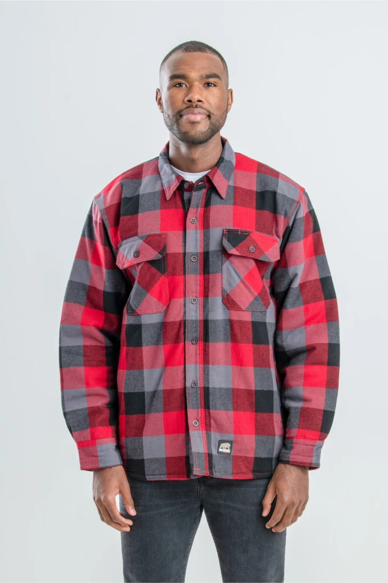 Berne Heartland Flannel Shirt Jacket SH69 River Signs