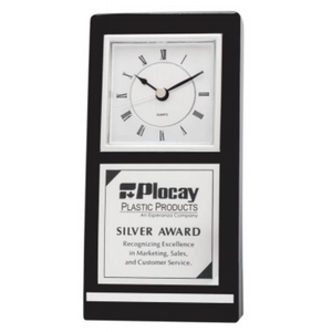 Black Piano Finish Clock With Silver Inlay 7’’ - DA9868