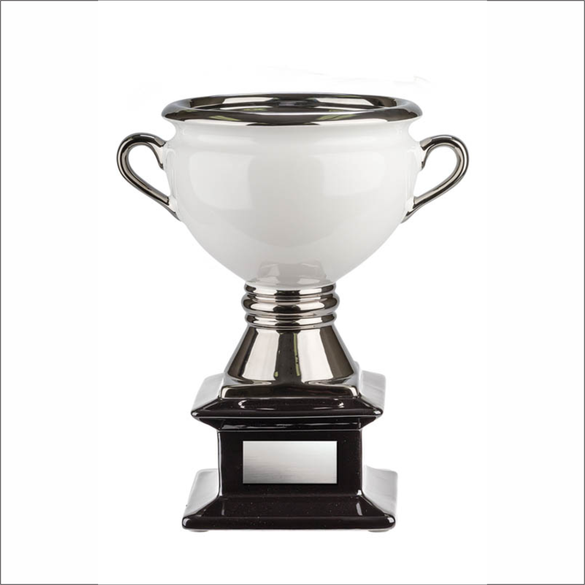 Ceramic Cup - White/Silver Handles - Contempo series