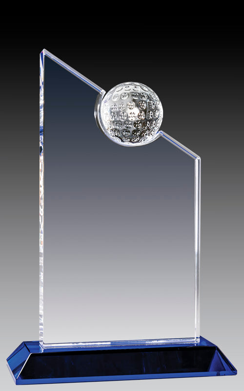 Golf Series - Glass Crystal Peak With Golf Ball, Blue Base