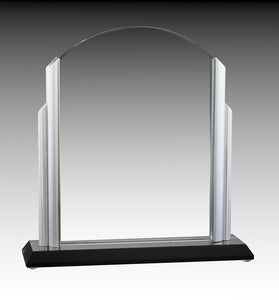Onyx Series - Glass Curve With Aluminum Uprights And Black Base