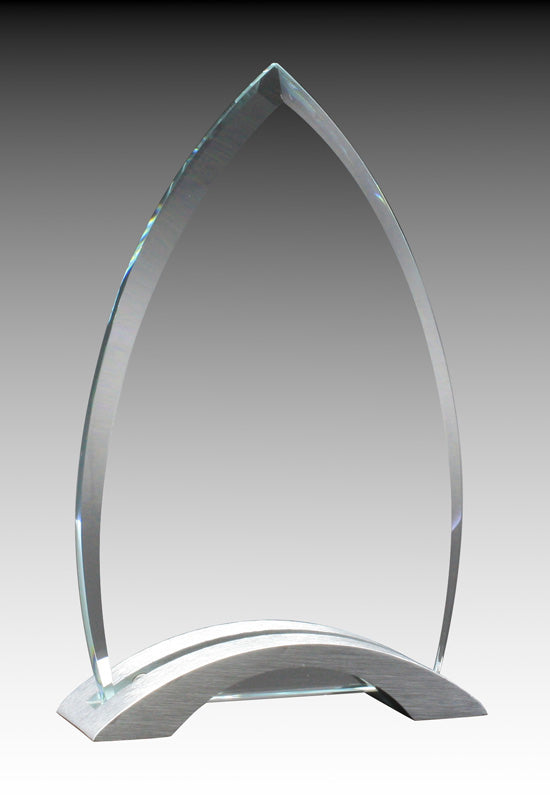 Prism Series - Glass Clear Arrowhead On Brushed Silver Base