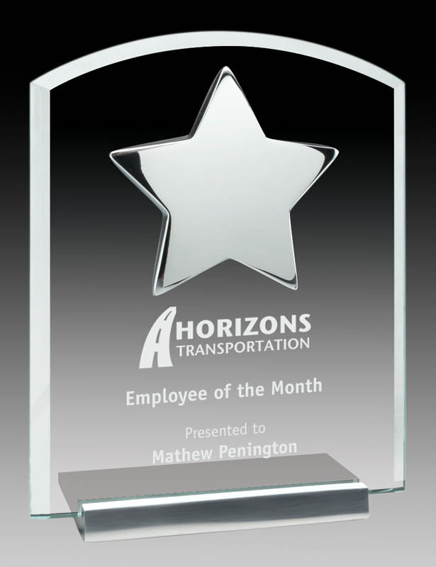 Platinum Series - Glass Plaque With Silver Star