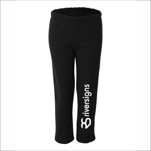 Youth Black Sweatpants - Open-Bottom - Gildan 18400B