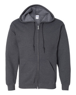 Adult Full-Zip Hoodie - Dark Heather Cotton/Polyester - Gildan 18600