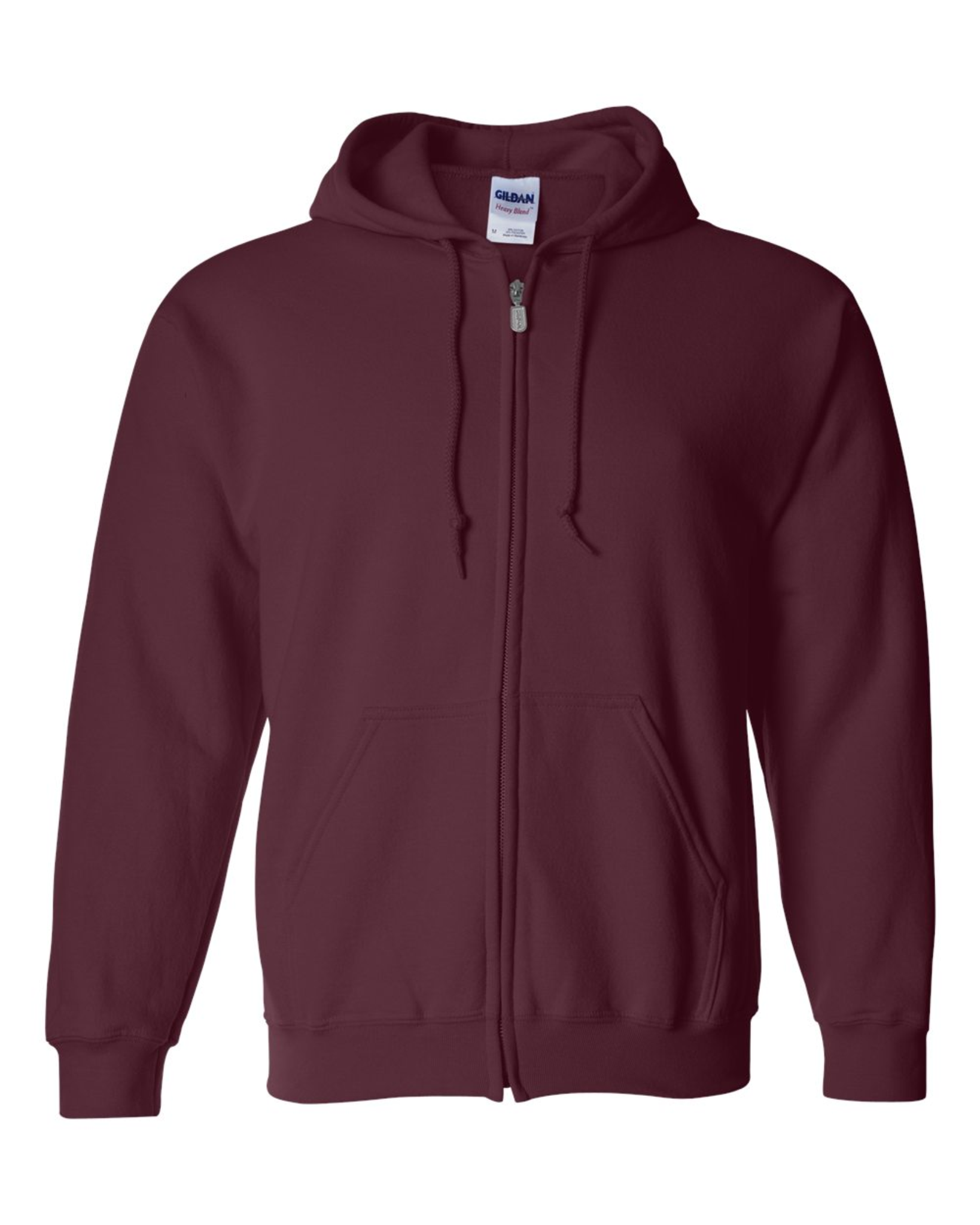 Adult Full-Zip Hoodie - Cotton/Polyester - Maroon Gildan 18600