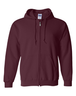 Adult Full-Zip Hoodie - Cotton/Polyester - Maroon Gildan 18600