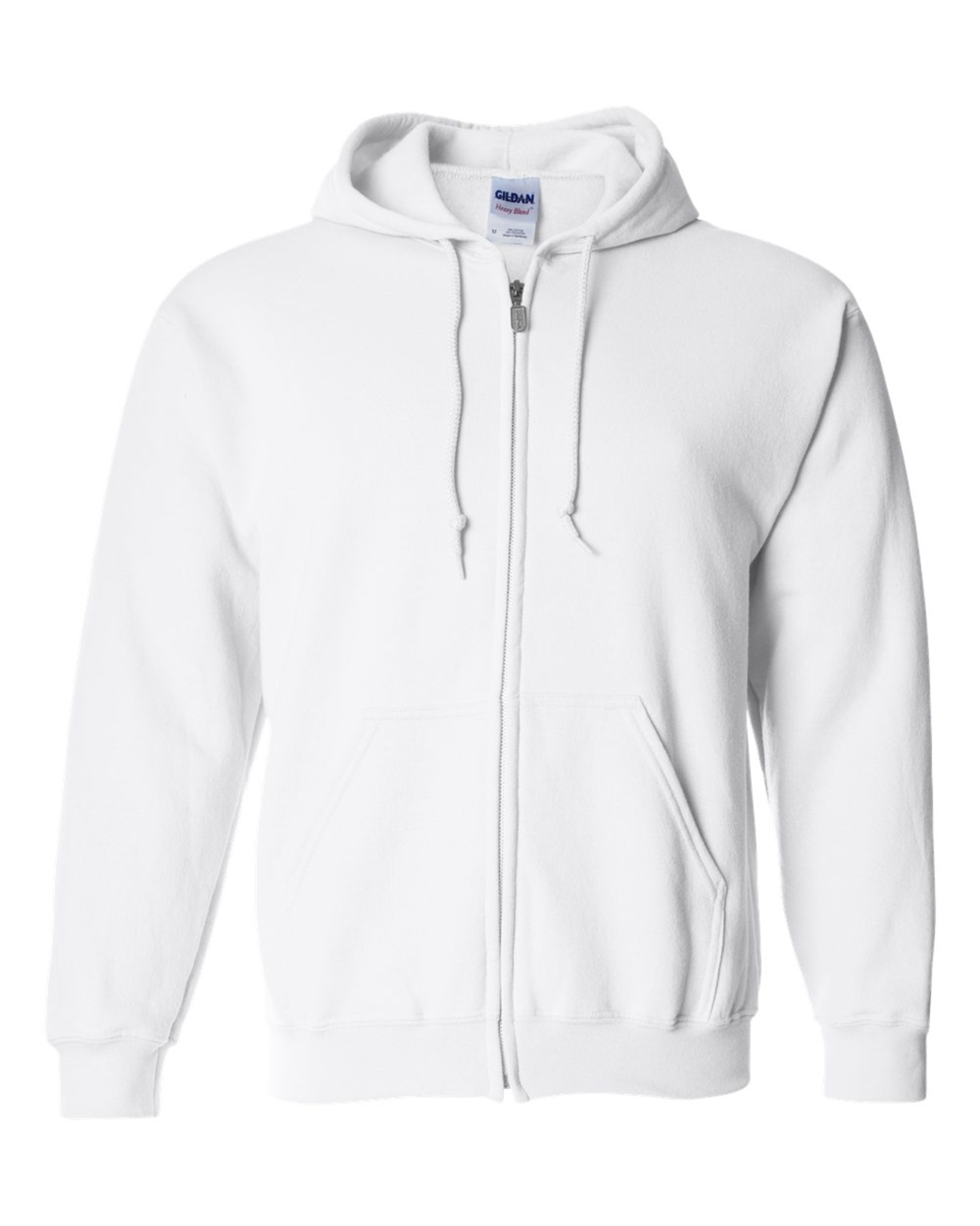 White Adult Full-Zip Hoodie - Cotton/Polyester - Gildan 18600
