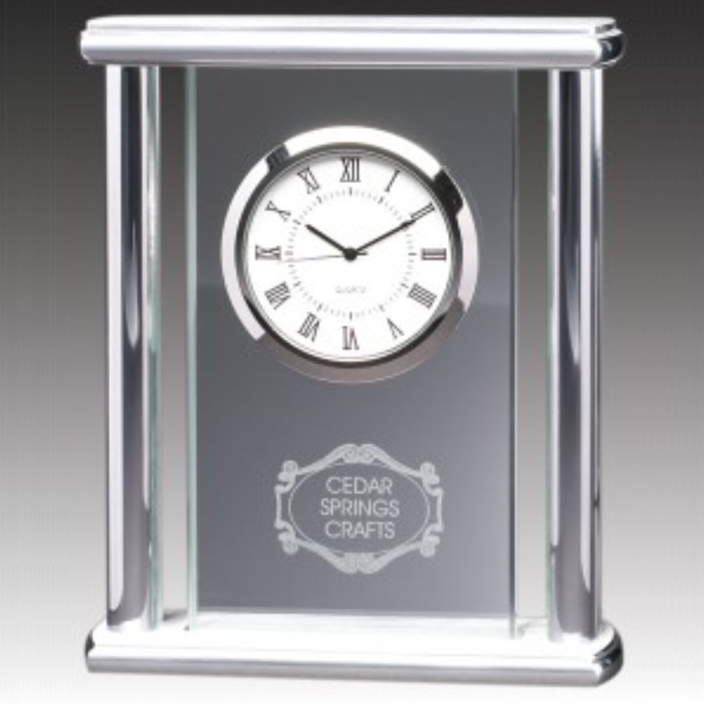 Glass Clock With Silver Pillars - DA9372