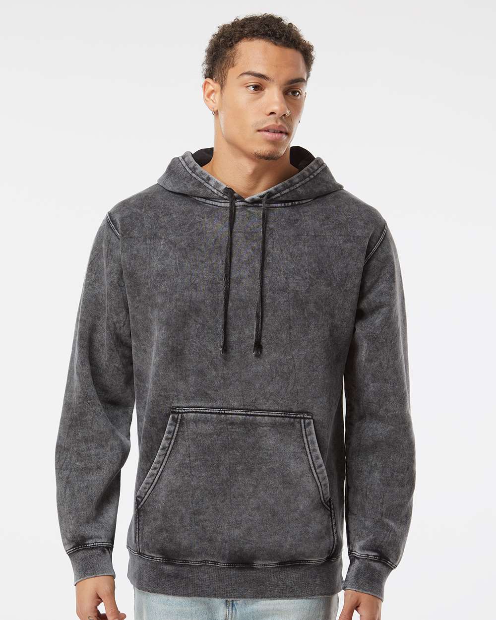 Midweight Mineral Wash Hooded Men's Sweatshirt - Independent Trading Co. PRM4500MW
