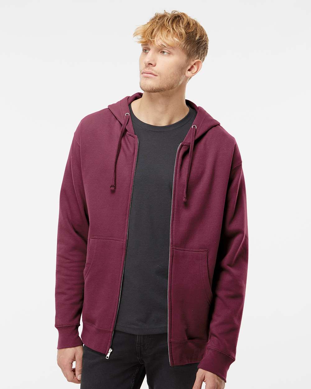 Midweight Full-Zip Hooded Men's Sweatshirt - Independent Trading Co. SS4500Z