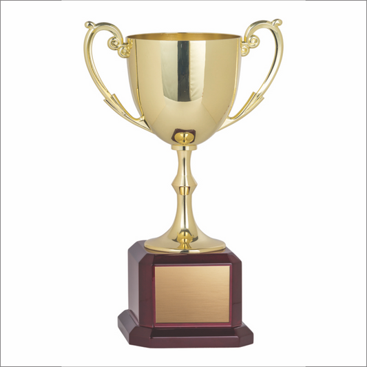 Nickel Plated Cup - Heavy Weight Solid Cast Metal - Square Rosewood Base