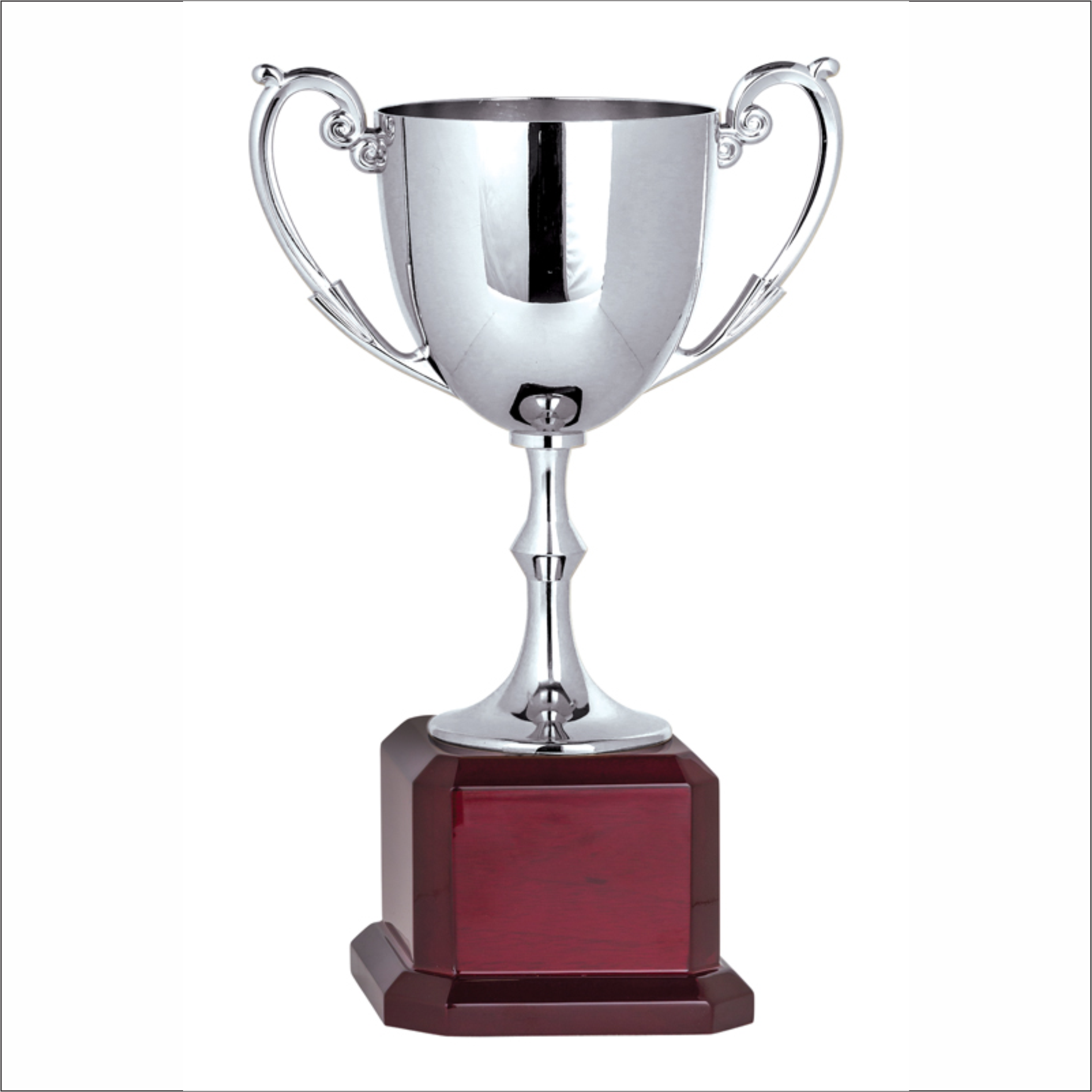 Nickel Plated Cup - Heavy Weight Solid Cast Metal - Square Rosewood Base